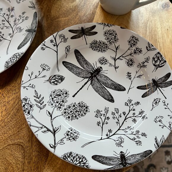 Coffee & Treats For Two (Mugs and Plates for two) Dragonfly Botanical Floral - Picture 2 of 6